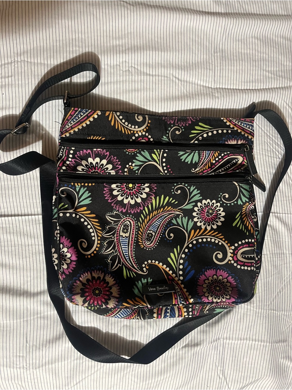 Vera Bradley Black Paisley Floral Crossbody with Multicolor Accents